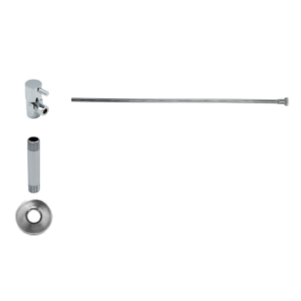 Toilet Supply Kit - Contemporary Lever Handle with 1/4 Turn Ceramic Disc Cartridge Valve (MT5001L-NL) - Angle, Flat Head Riser - Unlacquered Brass