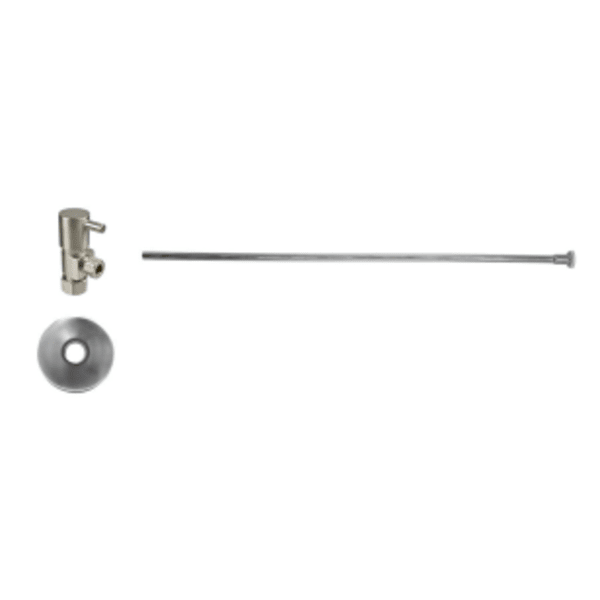 Toilet Supply Kit - Contemporary Lever Handle with 1/4 Turn Ceramic Disc Cartridge Valve (MT5003L-NL) - Angle, Flat Head Riser - Polished Nickel