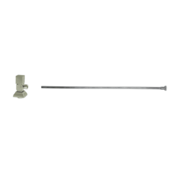 Toilet Supply Kit - Contemporary Square Handle with 1/4 Turn Ceramic Disc Cartridge Valve (MT5004-NL) - Angle, Flat Head Riser - Satin Brass