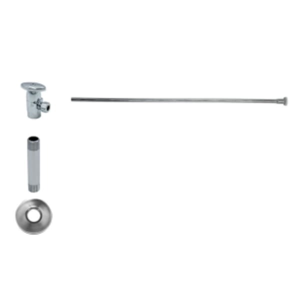 Toilet Supply Kit - Brass Oval Handle with 1/4 Turn Ceramic Disc Cartridge Valve (MT6001-NL) - Angle, Flat Head Riser - French Gold