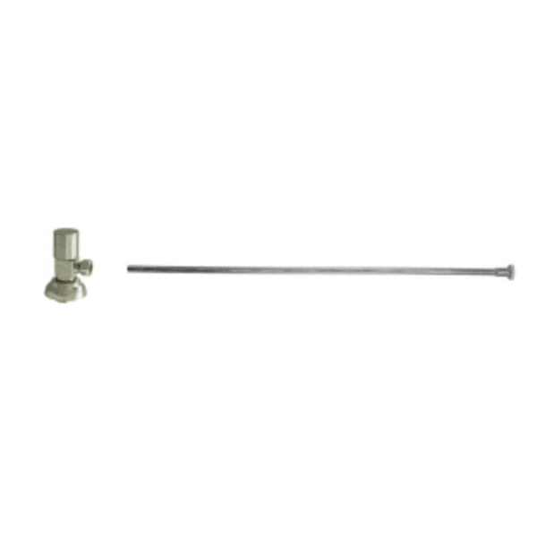 Toilet Supply Kit - Contemporary Round Handle with 1/4 Turn Ceramic Disc Cartridge Valve (MT6004-NL) - Angle, Flat Head Riser - Unlacquered Brass
