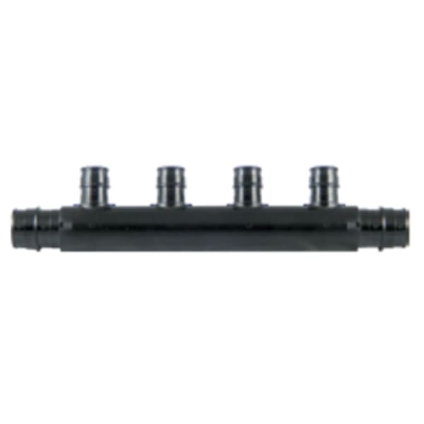 3-Port  PEX Flow Through Manifold Tee - 3/4" Crimp Inlet, Crimp Outlet - (3) 1/2" Crimp Ports - Composite