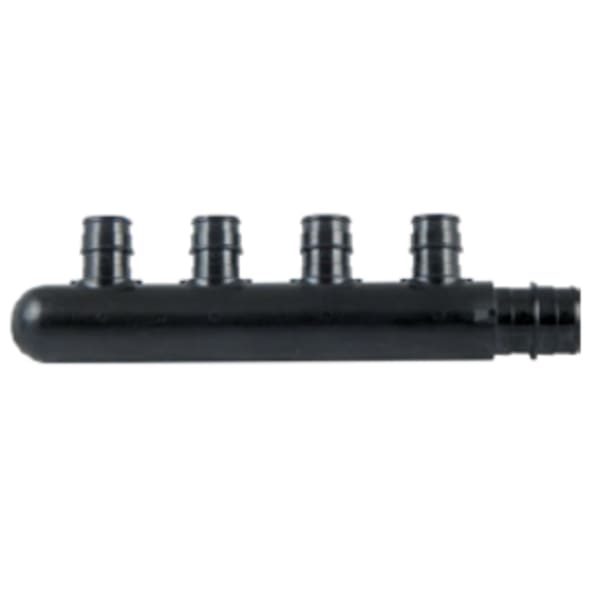 6-Port  PEX Manifold Tee - 3/4" Expansion Inlet, Closed Outlet - (6) 1/2" Expansion Ports - Composite, Expansion(F1960)