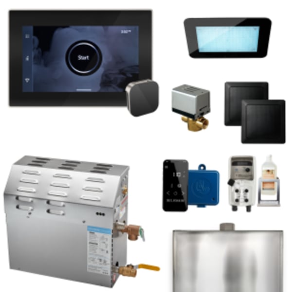 MS (XDream) 7.5 kW (7500 W) Steam Shower Generator Package with iSteamX Control in Black and Brushed Nickel