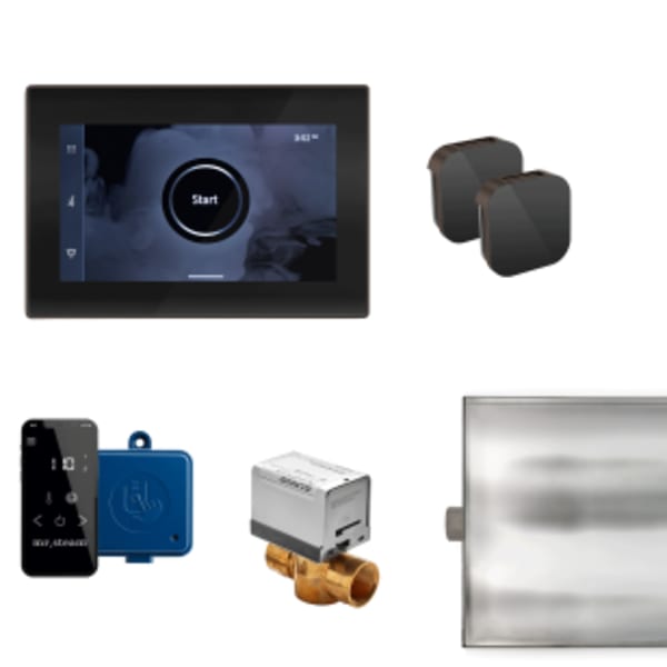 XButler Max Steam Shower Control Package with iSteamX Control and Aroma Glass SteamHead in Black and Oil Rubbed Bronze