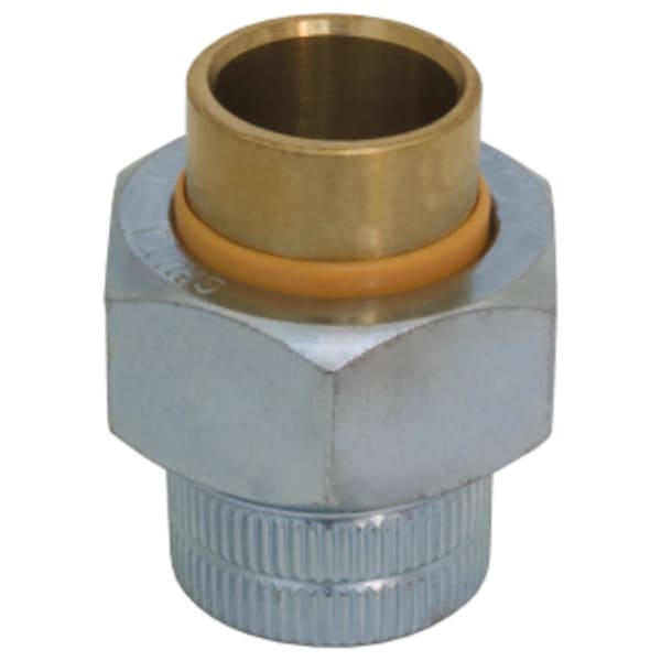 1" FPT x Sweat Dielectric Union, Galvanized Steel & Lead-Free Brass, w/ Nylon Insulator Ring