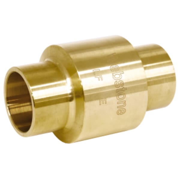 1/2" Sweat Forged DZR Lead-Free Brass In-Line Spring Check Valve, Stainless Steel Spring, Soft Seat