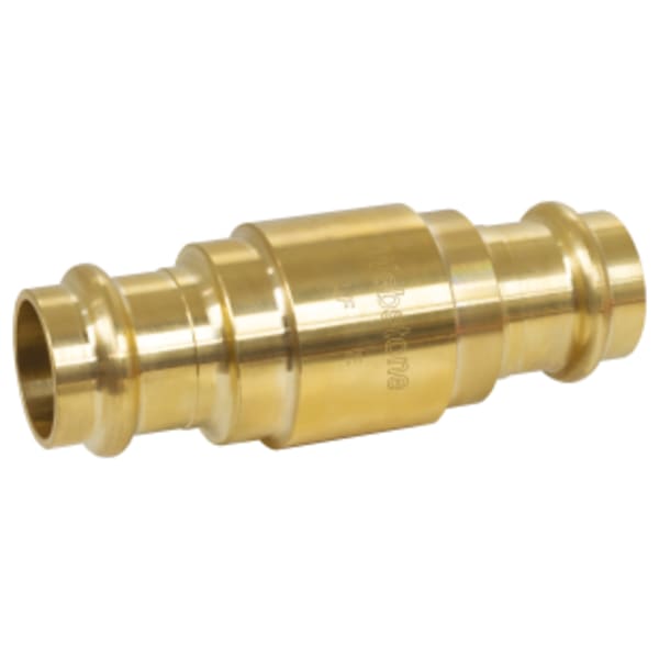 3/4" Press Forged DZR Lead-Free Brass In-Line Spring Check Valve, Stainless Steel Spring, Soft Seat