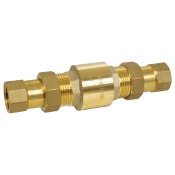 1-1/2" FPT Forged DZR Lead-Free Brass In-Line Spring Check Valve, Serviceable Design w/ Dual Union Ends, Stainless Steel Spring, Soft Seat