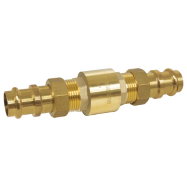 1" Press Forged DZR Lead-Free Brass In-Line Spring Check Valve, Serviceable Design w/ Dual Union Ends, Stainless Steel Spring, Soft Seat
