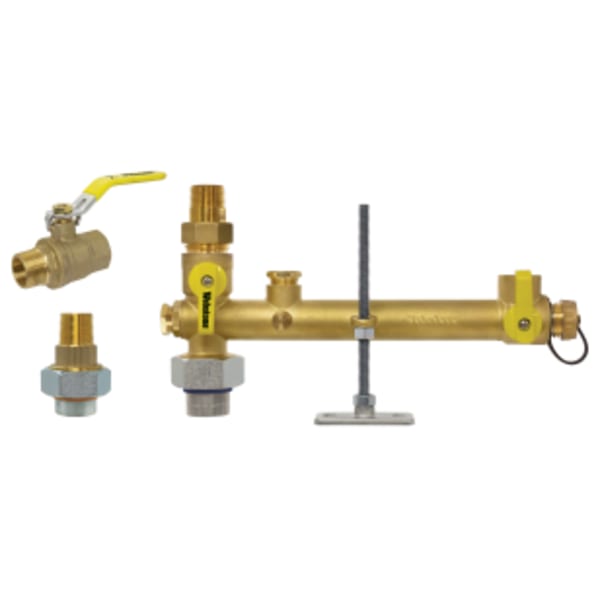 3/4" FPT Union x MPT Pro-Pal Water Heater Service Valve Kit, Includes Dielectric Water Heater Supply Valve, w/ Expansion Tank Service, Dielectric Union Fitting & Ball Valve, & Mounting Hardware