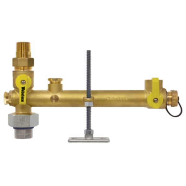 3/4" FPT Union x MPT Pro-Pal Dielectric Water Heater Supply Valve, w/ Expansion Tank Service, Full Port DZR Lead-Free Brass Ball w/ Dielectric Union End, w/ 3/4 Expansion Tank Port & Hi-Flow Hose Drain, (3) Plugged FIP Ports (1/2", 1/2" & 1/8"), Includes Mounting Hardware