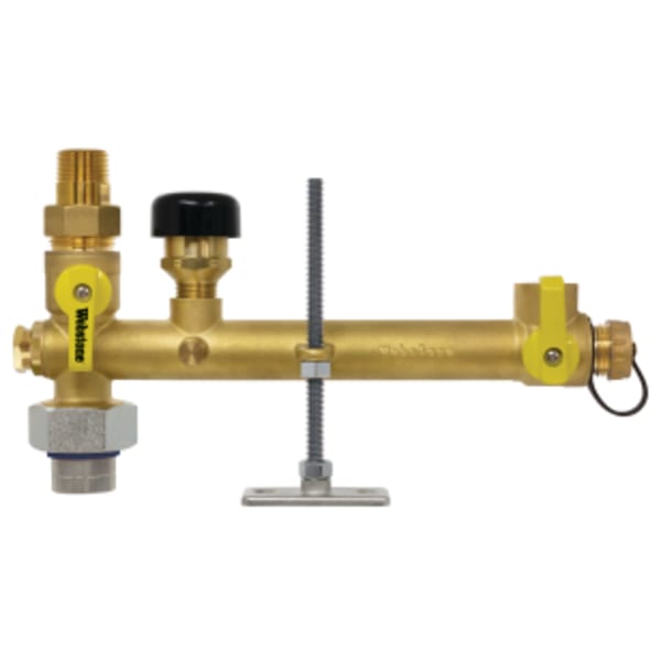 3/4" FPT Union x MPT Pro-Pal Dielectric Water Heater Supply Valve, w/ Expansion Tank Service, Full Port DZR Lead-Free Brass Ball w/ Dielectric Union End, w/ 3/4 Expansion Tank Port & Hi-Flow Hose Drain, (3) Plugged FIP Ports (1/2", 1/2" & 1/8"), Includes Vacuum Relief Valve & Mounting Hardware