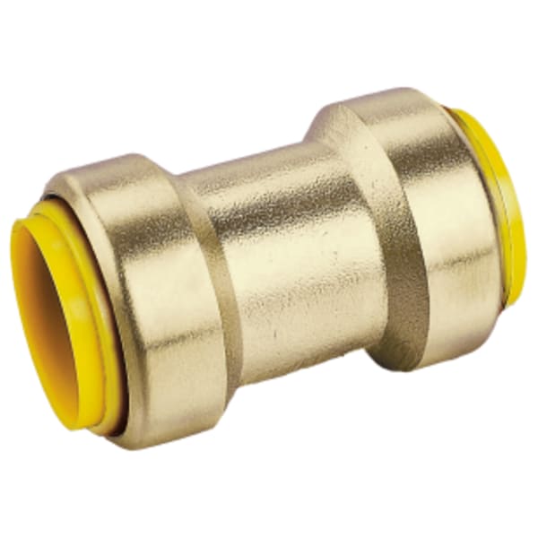 1" Push ProPush Straight Coupling, Forged DZR Lead-Free Brass Fitting, For Connection to Copper, CPVC or PEX