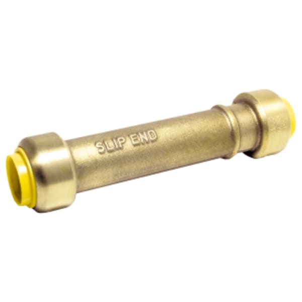 1/2" Push ProPush Slip Coupling, Forged DZR Lead-Free Brass Fitting, For Connection to Copper, CPVC or PEX