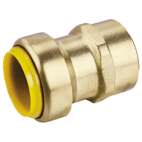 3/4" Push x FPT ProPush Straight Coupling, Forged DZR Lead-Free Brass Fitting, For Connection to Copper, CPVC or PEX