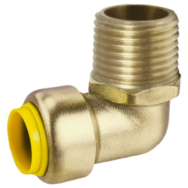 1/2" Push x MPT ProPush 90 Degree Elbow, Forged DZR Lead-Free Brass Fitting, For Connection to Copper, CPVC or PEX