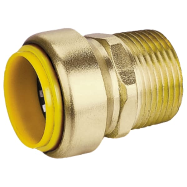 3/4" x 1" Push x MPT ProPush Straight Coupling, Forged DZR Lead-Free Brass Fitting, For Connection to Copper, CPVC or PEX