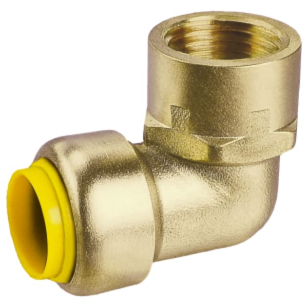 1/2" Push x FPT ProPush 90 Degree Elbow, Forged DZR Lead-Free Brass Fitting, For Connection to Copper, CPVC or PEX