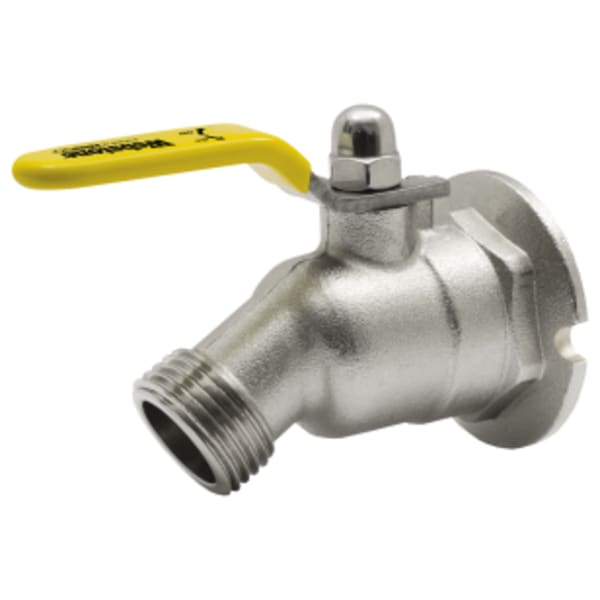 1/2" x 3/4" FPT Flange x Hose Forged Lead-Free Brass Sillcock, Nickel-Plated, w/ 1/4 Turn Handle