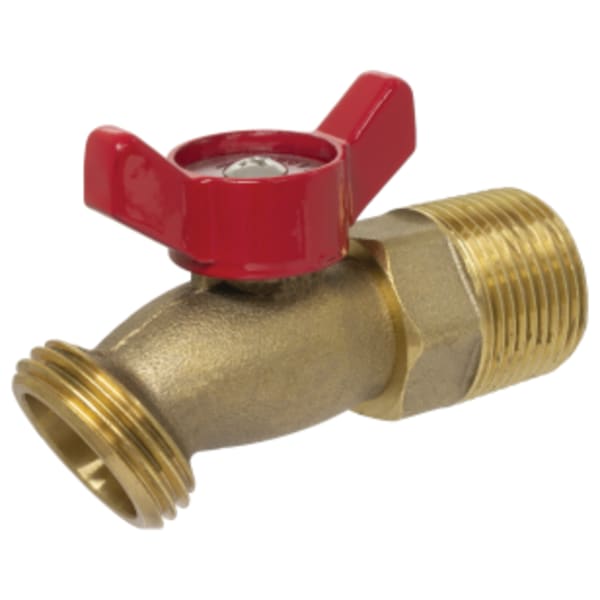 3/4" MPT x Hose Lead-Free Brass Hose Bib w/ 1/4 Turn Handle, No Kink Style