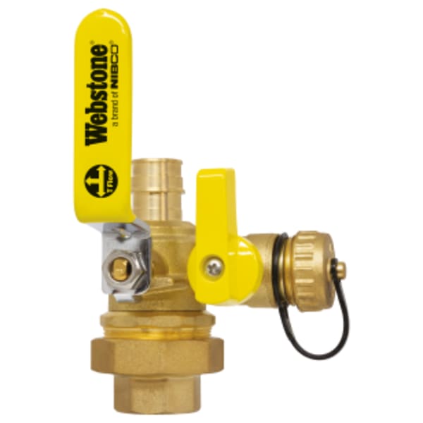 1-1/4" FPT Union x F1960 PEX Pro-Pal Union Ball Drain, Full Port Forged Lead-Free Brass Ball Valve, w/ Single Union End, Hi-Flow Hose Drain, Reversible Handle, & Adjustable Packing Glands