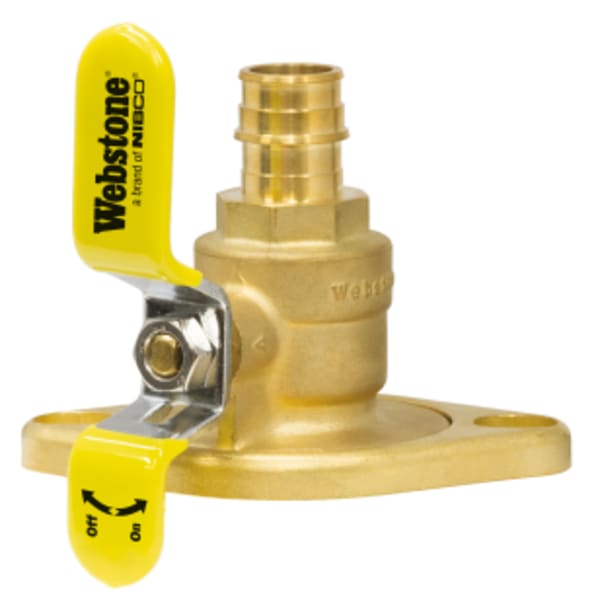 3/4" F1960 PEX x Rotating Flange Isolator w/ Rotating Flange, Full Port Forged Lead-Free Brass Uni-Flange Ball Valve, w/ Detachable Rotating Flange, Adjustable Packing Gland, Nuts & Bolts, Lead-Free Lead-Free Brass, Fits Standard & High Velocity Pumps