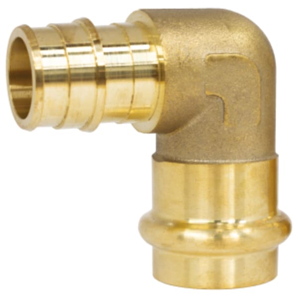 1" x 3/4" Press x F1960 PEX Forged DZR Lead-Free Brass 90° Transition Elbow
