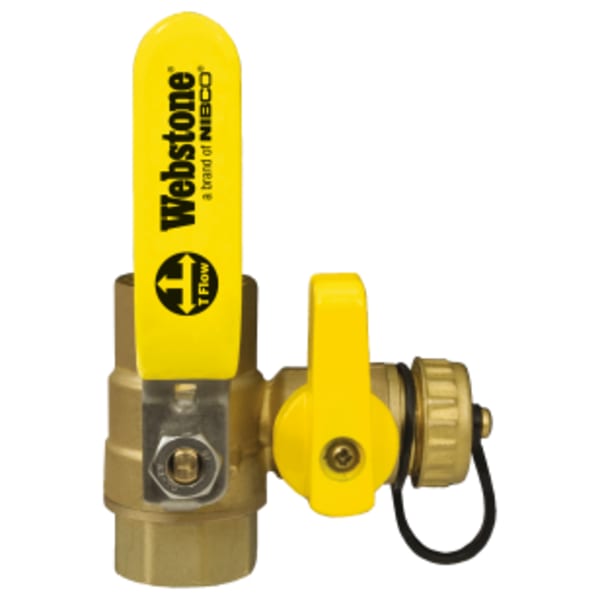 1/2" FPT Pro-Pal Ball Drain, Full Port Forged Brass Ball Valve, w/ Hi-Flow Hose Drain, Reversible Handle, & Adjustable Packing Glands