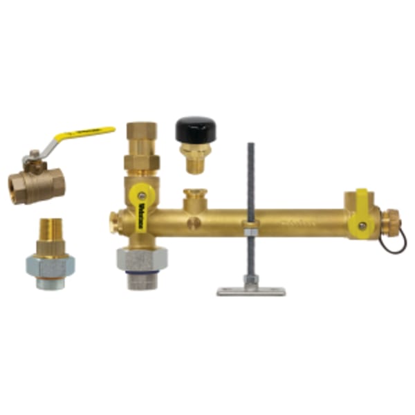 3/4" FPT Union x FPT Pro-Pal Water Heater Service Valve Kit, Includes Water Heater Supply Valve, w/ Expansion Tank Service, Dielectric Union Fitting & Ball Valve, Vacuum Relief Valve, & Mounting Hardware