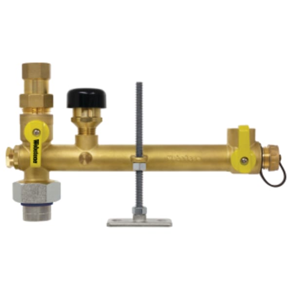 3/4" x 1/2" FPT Union x FPT Pro-Pal Dielectric Water Heater Supply Valve, w/ Expansion Tank Service, Full Port DZR Lead-Free Brass Ball w/ Dielectric Union End, w/ 3/4 Expansion Tank Port & Hi-Flow Hose Drain, (3) Plugged FIP Ports (1/2", 1/2" & 1/8"), Includes Vacuum Relief Valve & Mounting Hardware