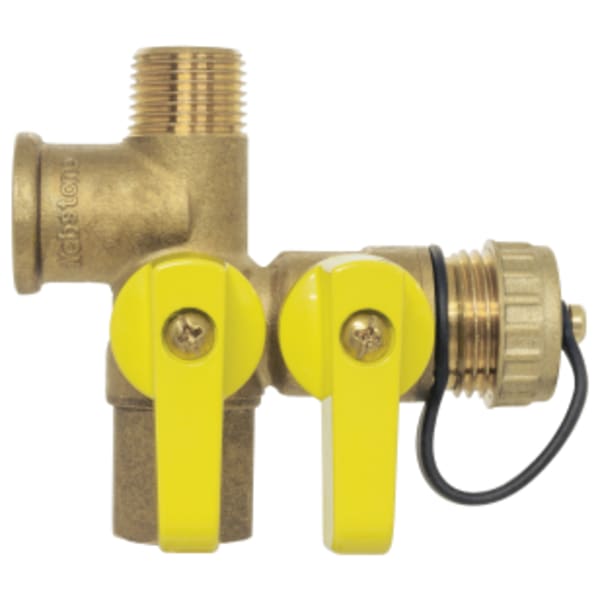 1/2" FPT x MPT x FPT x Hose Pro-Pal Expansion Tank Pro Service Valve, Full Port Forged Brass Ball Valve, w/ Hi-Flow Hose Drain