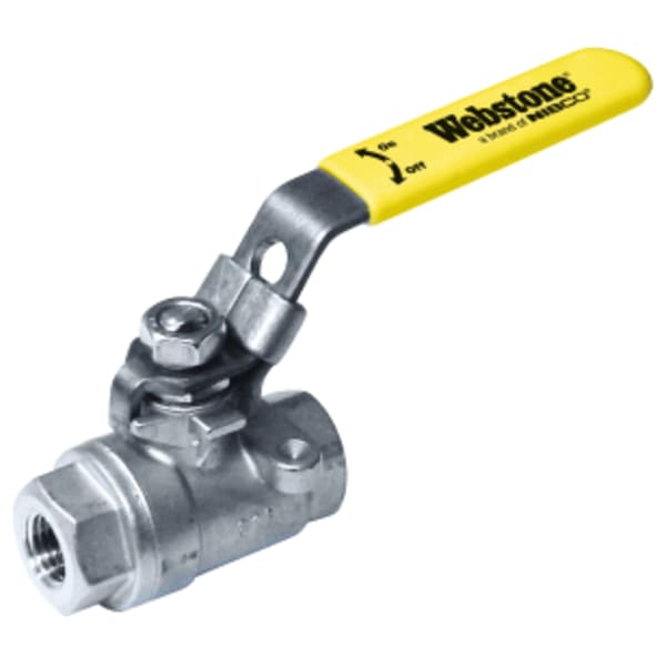 1-1/4" FPT Full Port 316 Stainless Steel Ball Valve, 2-Piece Investment Cast, w/ 304 Stainless Steel Locking Handle, & Adjustable Packing Gland