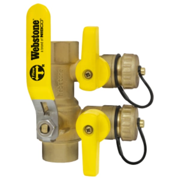 3/4" FPT Pro-Pal Purge & Fill, Full Port Forged Brass Ball Valve, w/ (2) Hi-Flow Hose Drains, Reversible Handle, & Adjustable Packing Glands