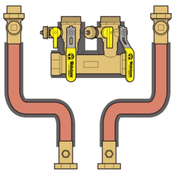 1-1/4" x 1" FPT System Run x FPT Boiler Connection Hydro-Core Complete Near Boiler Piping Kit, Includes Manifold, Bent Copper Supply & Return Lines & Boiler Connections for Select Wall Hung Boilers