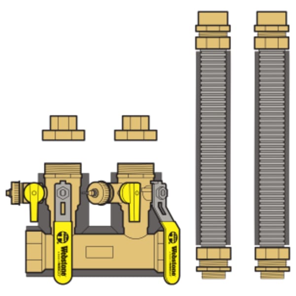 1-1/4" x 1" FPT System Run x FPT Boiler Connection Hydro-Core Complete Near Boiler Piping Kit, Includes Manifold, Flexible Stainless Steel Supply & Return Lines & Boiler Connections for Select Wall Hung Boilers