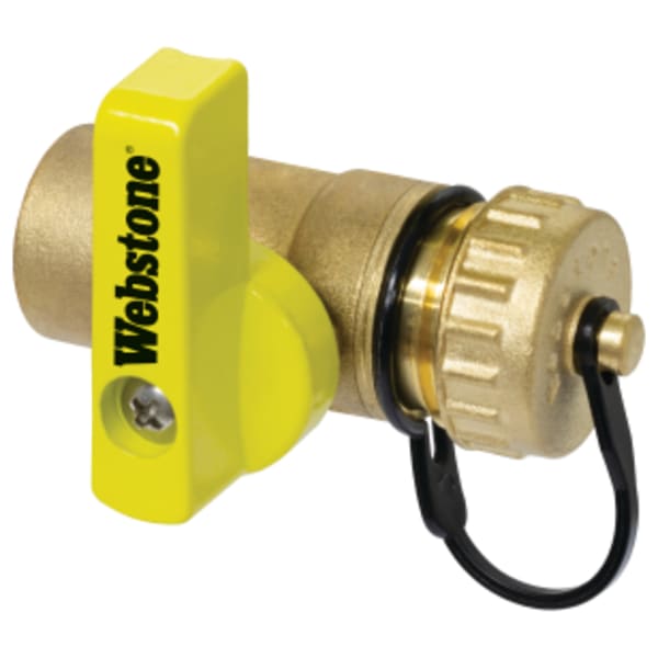 1" x 3/4" Sweat x Hose Pro-Pal Add-A-Drain, H-Flow Forged DZR Lead-Free Brass Ball Valve, w/ Cap & Strap, & Adjustable Packing Gland