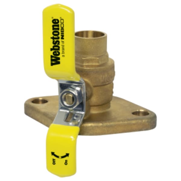 1-1/4" Sweat x Flange Isolator Uni-Flange Ball Valve, Full Port Forged Brass Ball Valve, w/ Adjustable Packing Gland, Nuts & Bolts, Fits Standard & High Velocity Pumps