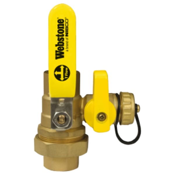 1-1/4" FPT Union x Sweat Pro-Pal Union Ball Drain, Full Port Forged Lead-Free Brass Ball Valve, w/ Single Union End, Hi-Flow Hose Drain, Reversible Handle, & Adjustable Packing Glands