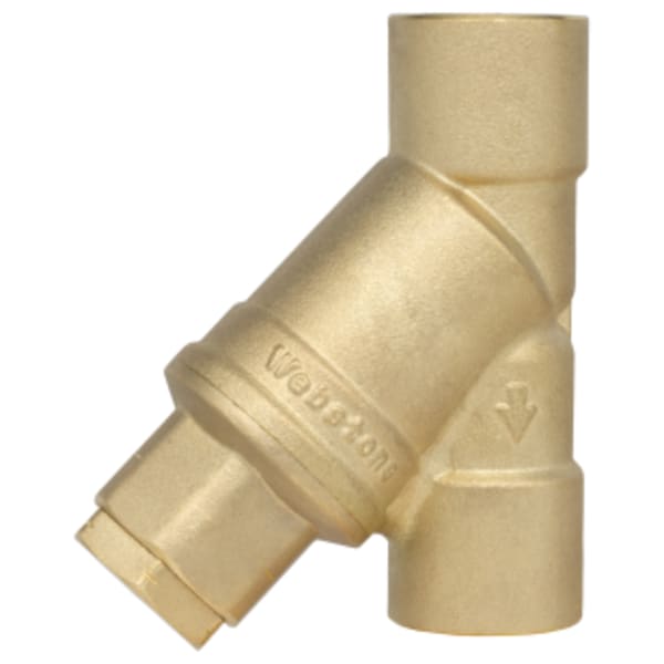 1/2" Sweat Forged DZR Lead-Free Brass Y-Strainer (20 Mesh), w/ 1/2" Plugged NPT Port