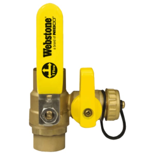1" Sweat Pro-Pal Ball Drain, Full Port Forged Lead-Free Brass Ball Valve, w/ Hi-Flow Hose Drain, Reversible Handle, & Adjustable Packing Glands