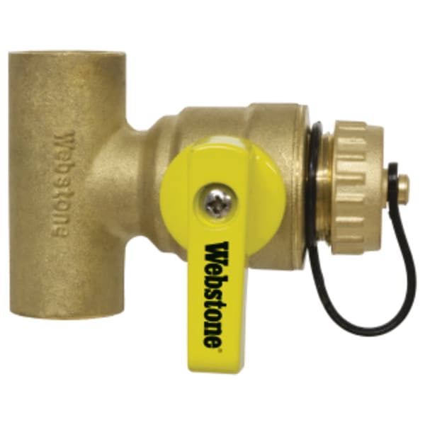 1/2" Sweat Pro-Pal T-Drain, Full Port Forged Lead-Free Brass Fitting, w/ Hi-Flow Hose Drain, & Adjustable Packing Gland