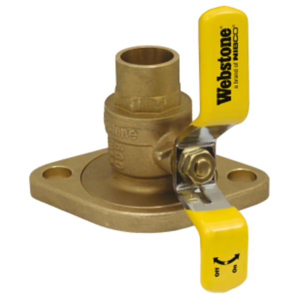 1-1/4" Sweat x Rotating Flange Isolator w/ Rotating Flange, Full Port Forged Lead-Free Brass Uni-Flange Ball Valve, w/ Detachable Rotating Flange, Adjustable Packing Gland, Nuts & Bolts, Lead-Free Lead-Free Brass, Fits Standard & High Velocity Pumps