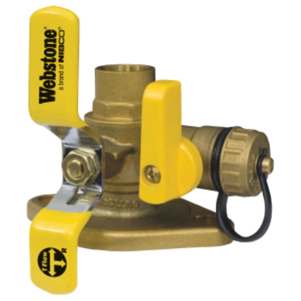 1-1/2" Sweat x Rotating Flange Isolator w/ Rotating Flange & Multi-Function Hi-Flow Hose Drain, Full Port Forged Brass Uni-Flange Ball Valve, w/ Detachable Rotating Flange, Adjustable Packing Glands, Nuts & Bolts, Lead-Free Brass, Fits Standard and High Velocity Pumps