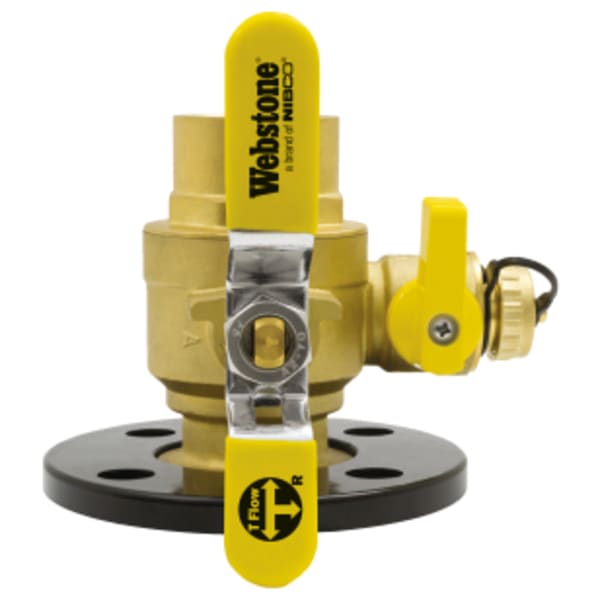 2" Sweat x Rotating Flange Isolator w/ Round Flange & Multi-Function Drain, Full Port Forged Brass Uni-Flange Ball Valve, w/ Detachable Rotating Flange, Multi-Function Hi-Flow Hose Drain, Adjustable Packing Glands, Nuts & Bolts, Fits High Efficiency Variable Speed Pumps, 4" Bolt Circle Flange