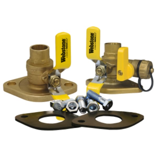 3/4" Sweat x Rotating Flange Isolator w/ Rotating Flange Installation Kit, Isolator w/ Rotating Flange & Isolator w/ Rotating Flange & Drain, & 2 Flange Gaskets, Nuts & Bolts, Fits Standard & High Velocity Pumps, Lead-Free Lead-Free Brass