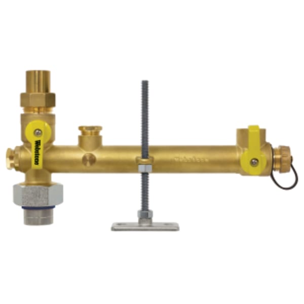 3/4" x 1/2" FPT Union x Sweat Pro-Pal Dielectric Water Heater Supply Valve, w/ Expansion Tank Service, Full Port DZR Lead-Free Brass Ball w/ Dielectric Union End, w/ 3/4 Expansion Tank Port & Hi-Flow Hose Drain, (3) Plugged FIP Ports (1/2", 1/2" & 1/8"), Includes Mounting Hardware