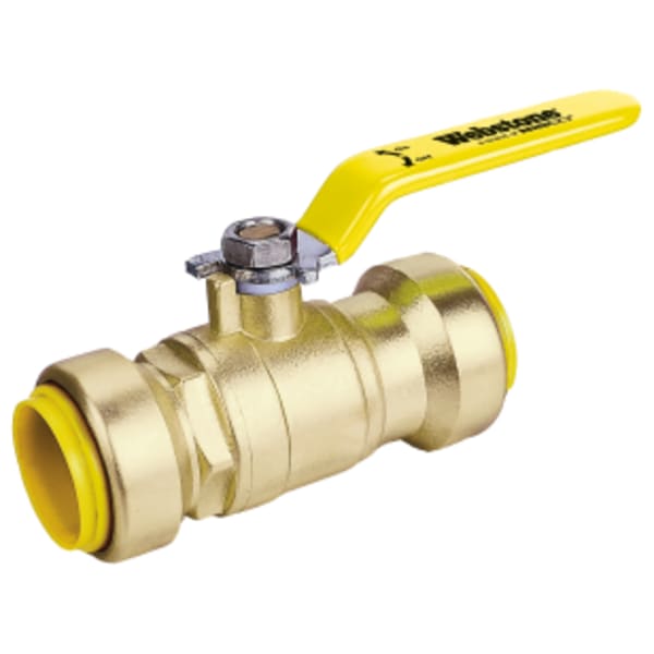3/4" Push ProPush Ball Valve, Full Port Forged DZR Lead-Free Brass, w/ Adjustable Packing Gland, For Connection to Copper, CPVC, or PEX