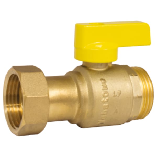 1" G Union x G Thread G-Series Isolation Ball Valve, Full Port Forged DZR Lead-Free Brass Valve, w/ Reversible Yellow Handle