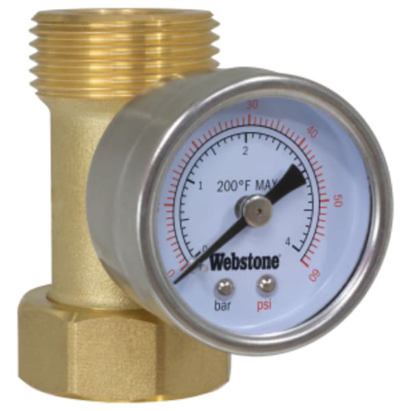 1-1/2" G Union x G Thread G-Series Pressure Gauge Fitting, Forged DZR Lead-Free Brass Union Fitting, w/ Back Mounted Pressure Gauge (60 PSI Max), Installs Between G-Series Body & Union Fitting, (Sold Separately)